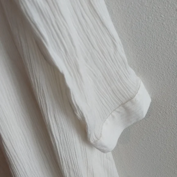 Anself White Gauze Long Sleeve Lagenlook Tiered Maxi Dress - Picture 5 of 9